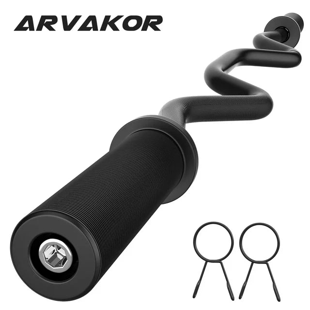 ARVAKOR 48" Olympic Barbell Curl Bar EZ Bar Strength Training Bar Threaded Chrome Barbell Bar for Weightlifting, 440-Pound Capacity, Black