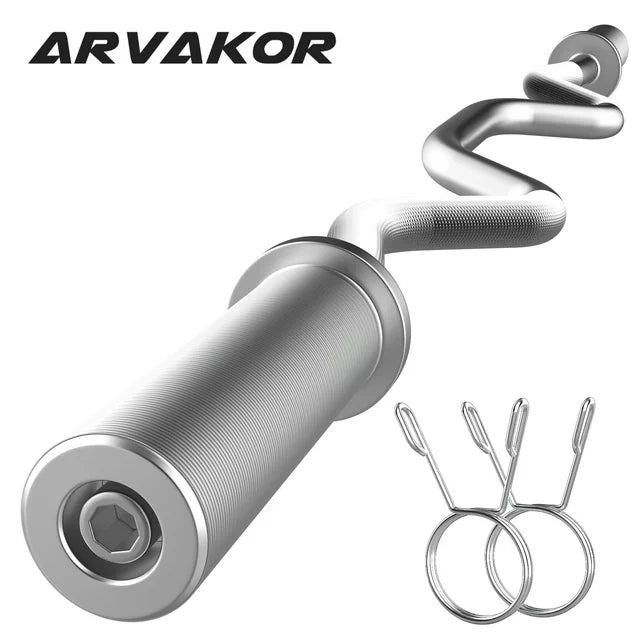 ARVAKOR 48" Olympic Barbell Curl Bar EZ Bar Strength Training Bar Threaded Chrome Barbell Bar for Weightlifting, 440-Pound Capacity, Silver