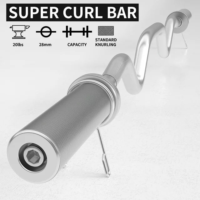 ARVAKOR 48" Olympic Barbell Curl Bar EZ Bar Strength Training Bar Threaded Chrome Barbell Bar for Weightlifting, 440-Pound Capacity, Silver